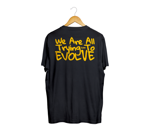 trying tee yellow on black back