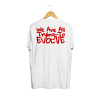 trying tee red on white back