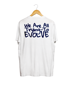 trying tee blue on white back